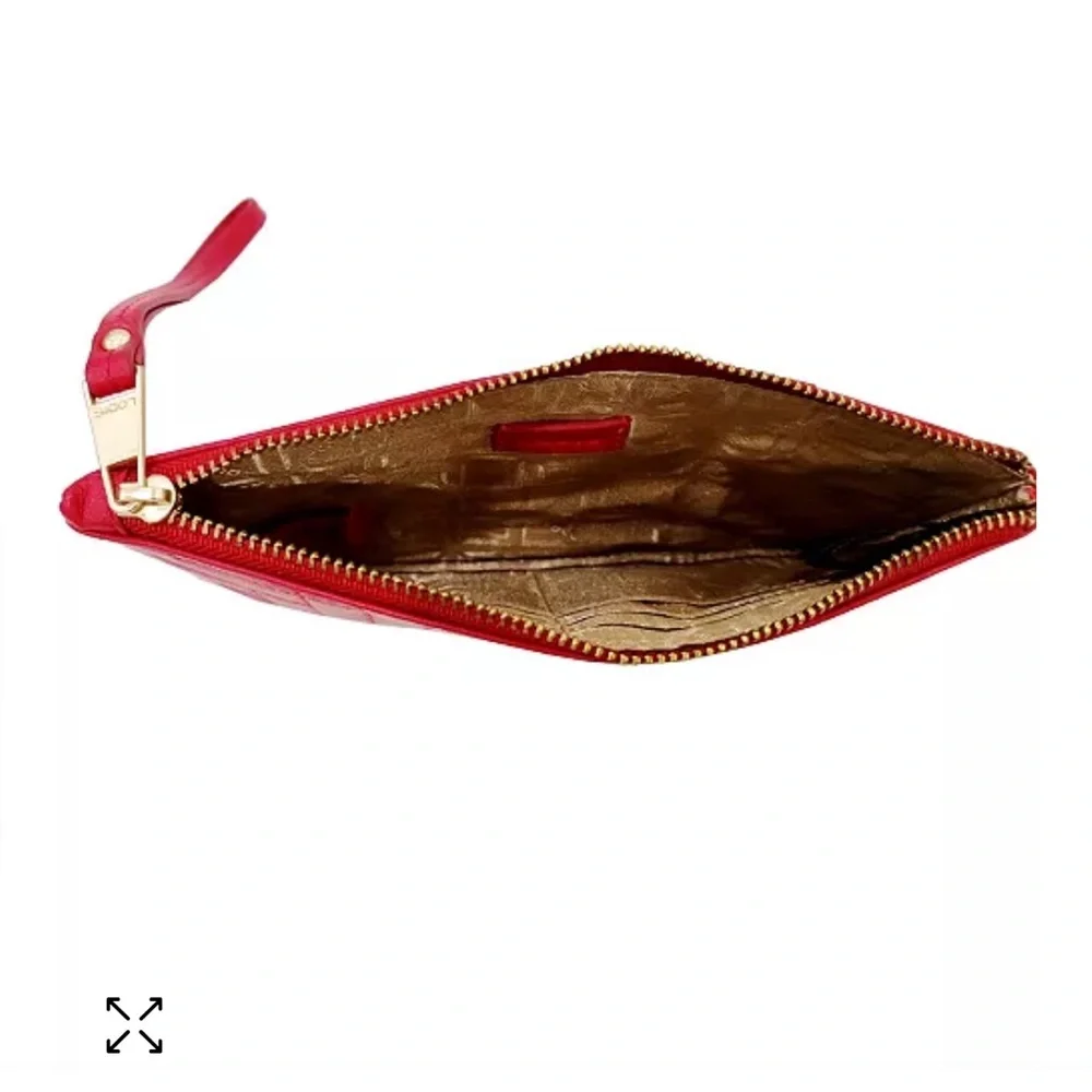 LODIS Red Zip Quilted Leather Wristlet